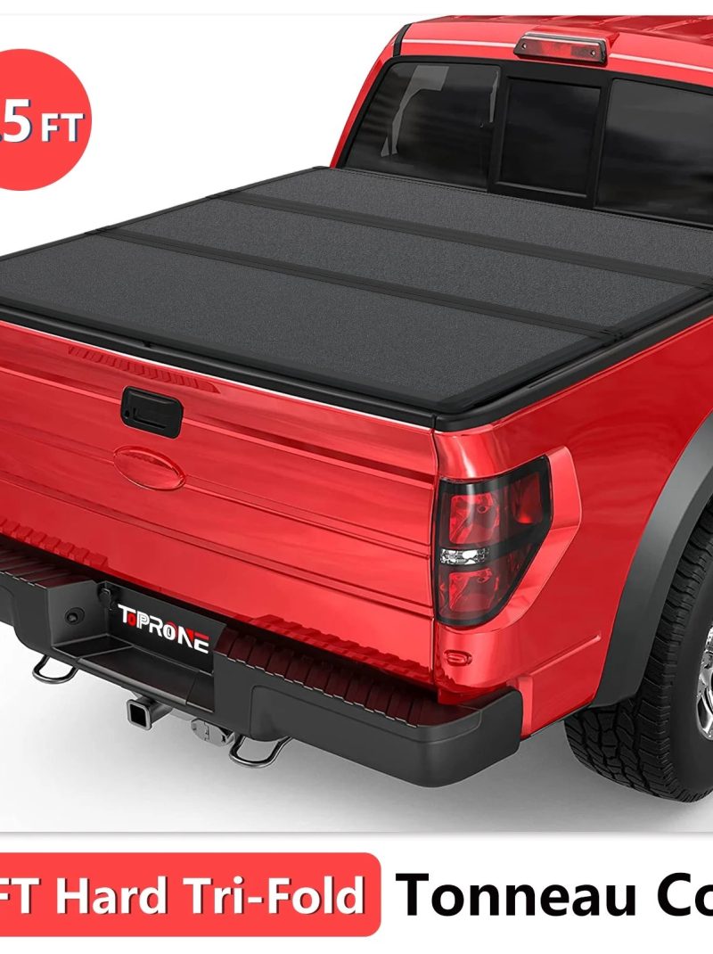 TOPRONE Hard Tri-Fold Tonneau Cover Fits 2015-2024 F150 with 6.5' (78.9in) Truck Bed | On Top |