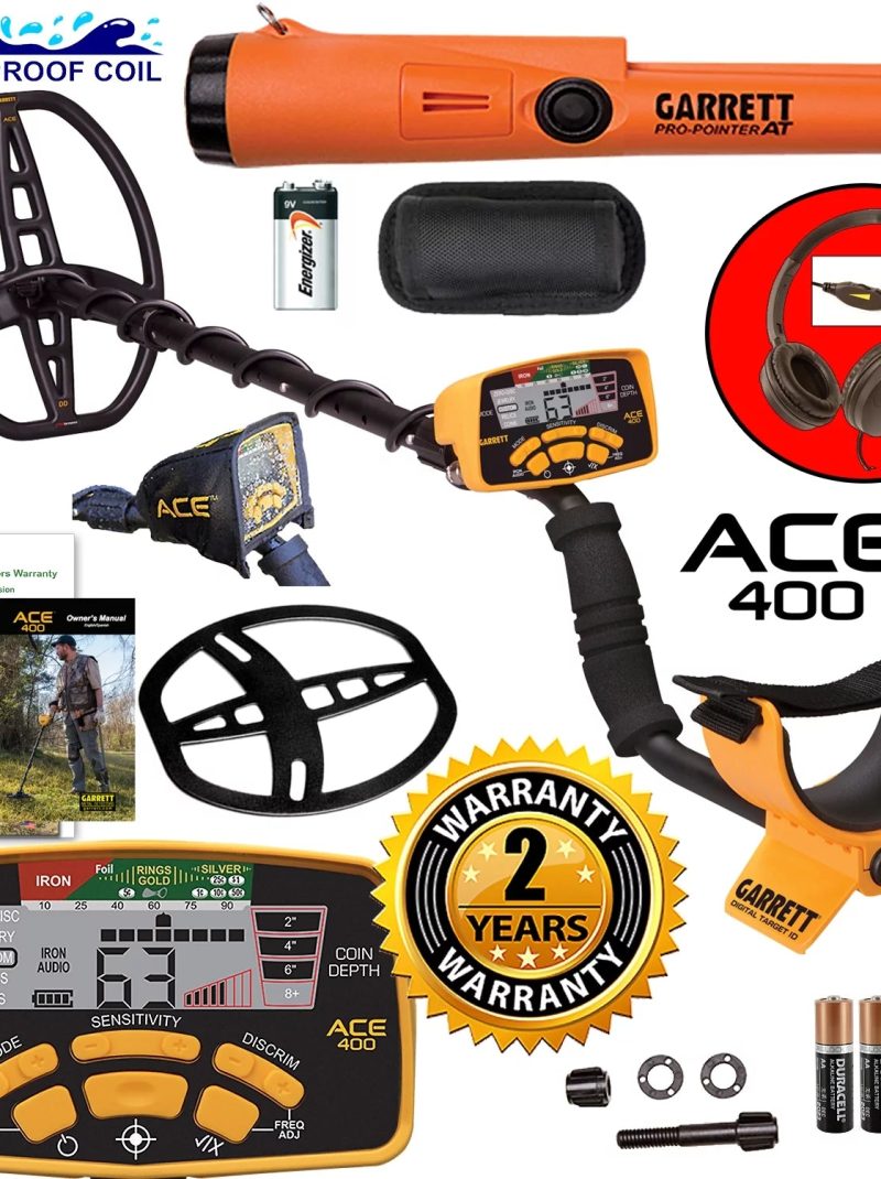 Garrett ACE 400 Metal Detector with DD Waterproof Search Coil and Pro-Pointer AT