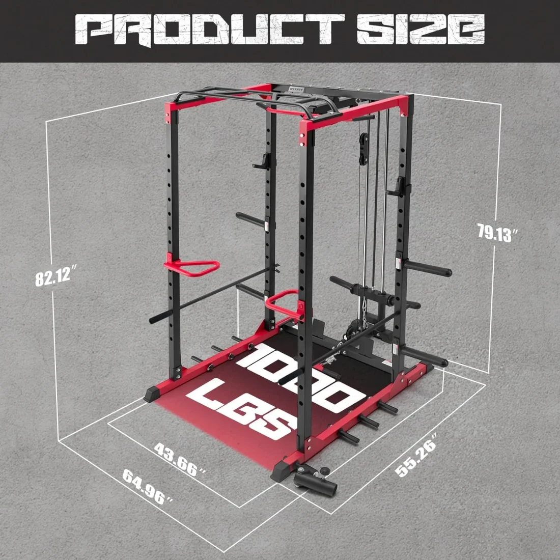 RitFit All-in-One Squat Rack for Home Gym, PPC02C Multi-Function 1000 LBS Capacity Power Cage - Image 4