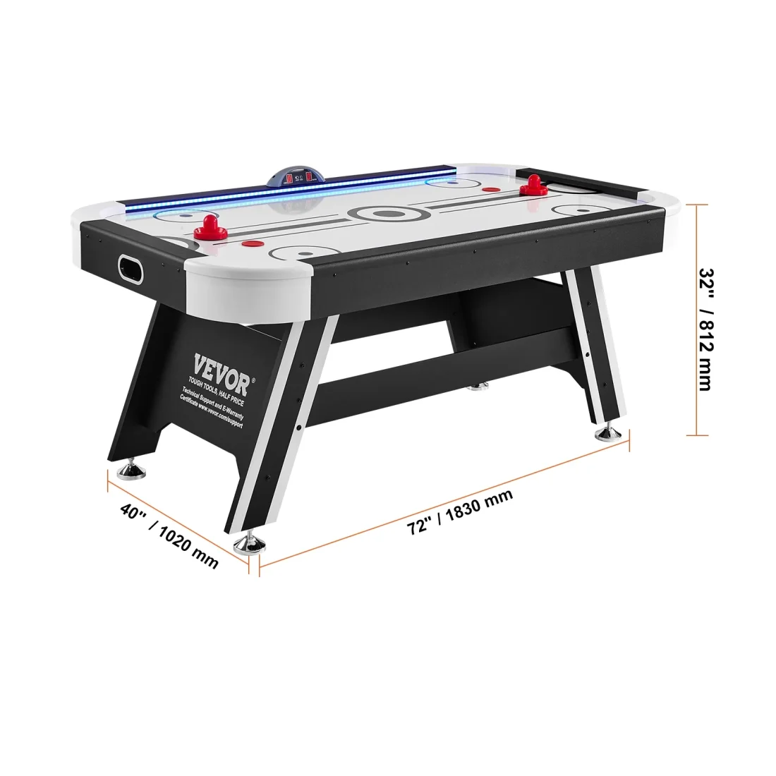 SKYSHALO Air Hockey Table, 72′′ Indoor Hockey Table for Kids and Adults, LED Sports Hockey Game w/2 Pucks - Image 4