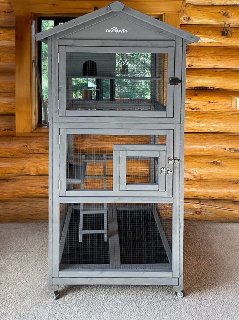 Wooden Outdoor Parakeet Netting Removable