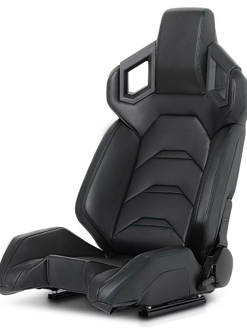 MoNiBloom Ergonomic Racing Seat, Racing Simulator Game Seat with Adjustable Slide, Leather Racing Seat for Racing Simulator Cockpit, Black