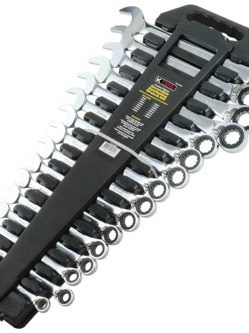 KTI 16-Piece Metric Ratcheting Reversible Wrench Set