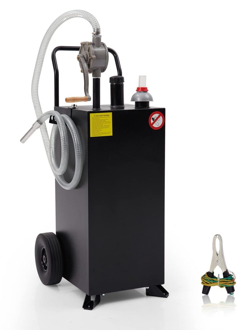WhizMax 30 Gallon Gas Caddy Portable Fuel Tank with Pump without Wheels Gasoline Tank Storage Tank for Boat, Car,Garden, Lawnmower, ATV
