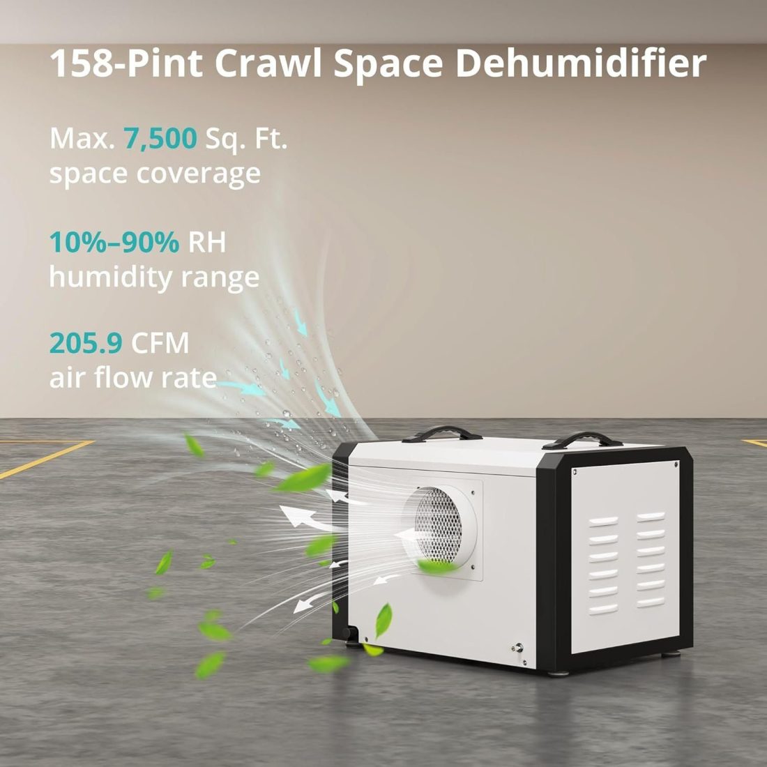 High-Capacity Moisture Eliminator for Basements – Kesnos 158-Pint Commercial Dehumidifier with Pump & 16.4ft Hose for 7500 Sq.Ft - Image 4