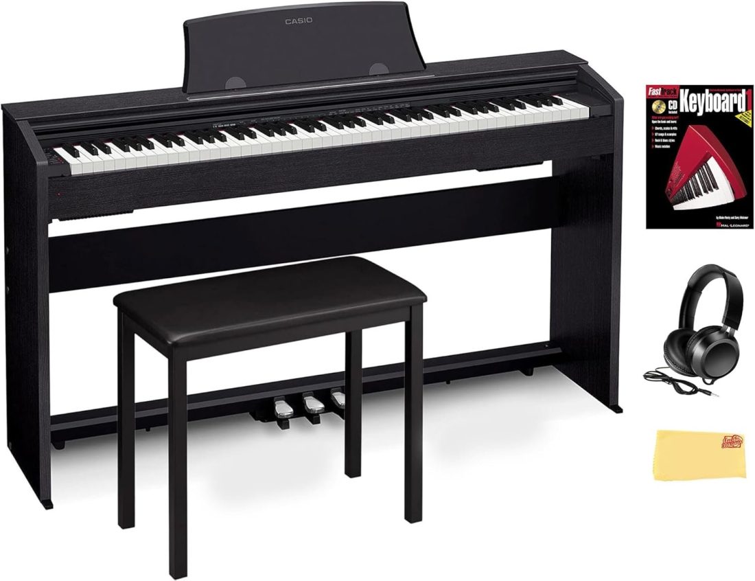 Casio Privia PX-770 Digital Piano – Black Bundle with Furniture Bench, Headphones