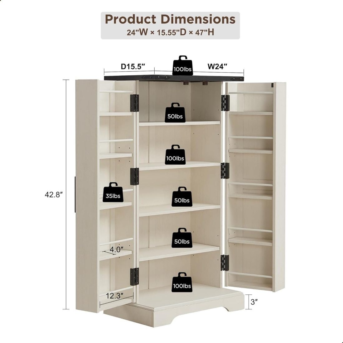 Premium Rustic Wood Pantry Cabinet – Bespoke Farmhouse Storage Solution with Adjustable Shelves & Magnetic Doors - Image 2