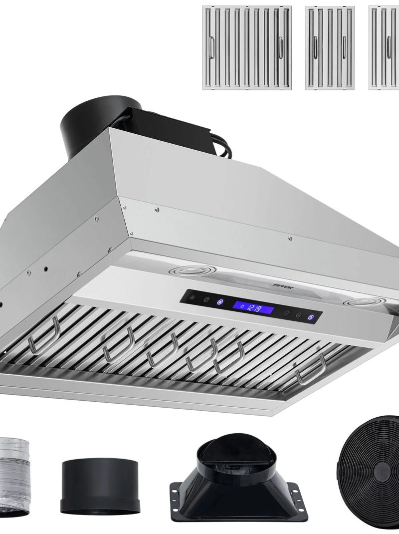 VEVOR Insert Range Hood, 900CFM 4-Speed, 30 inch Stainless Steel Built-in Kitchen Vent Hood with Touch & Remote Control LED Lights Dishwasher-Safe Filters, Ducted/Ductless Convertible, ETL Listed