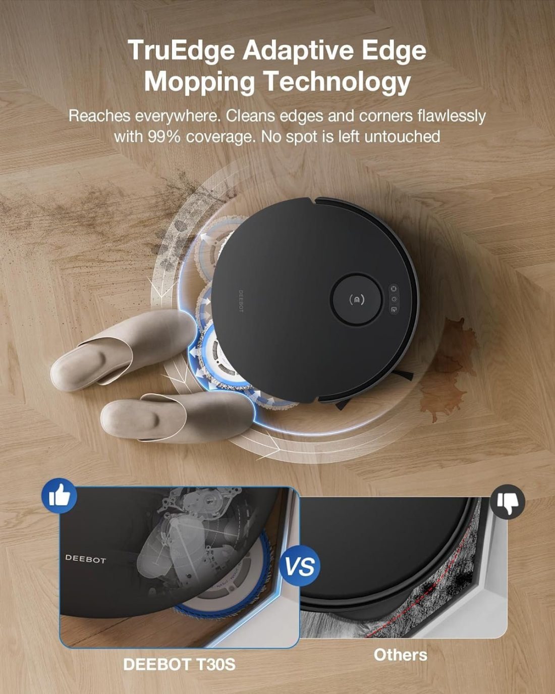 ECOVACS DEEBOT T30S Robot Vacuum and Mop, 11000Pa, ZeroTangle Technology - Image 6