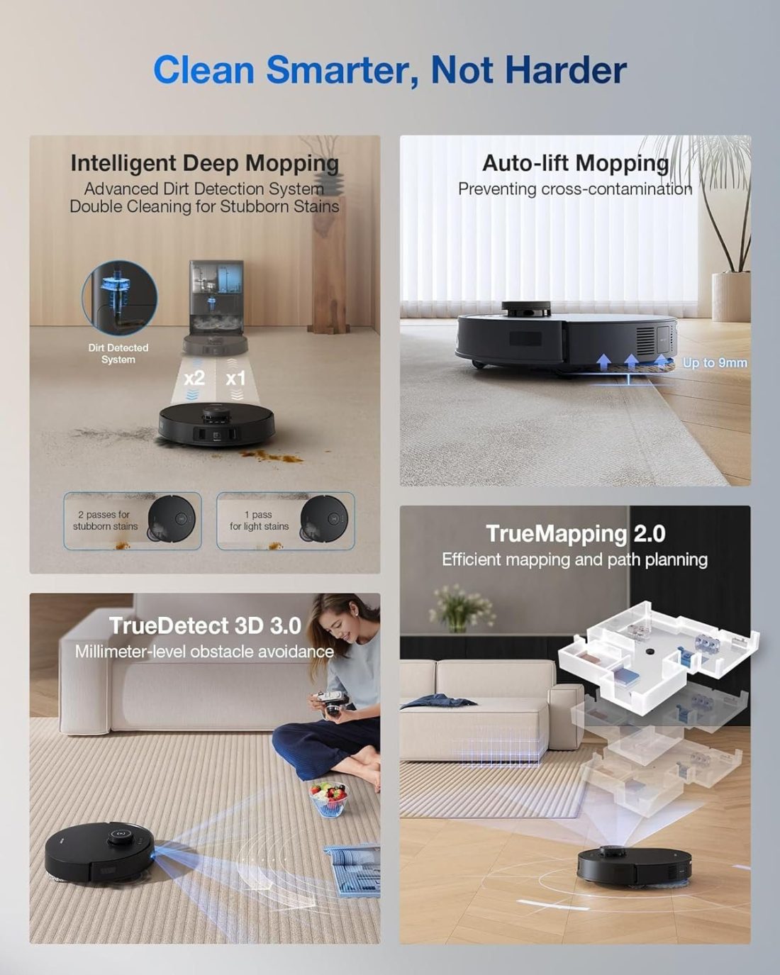 ECOVACS DEEBOT T30S Robot Vacuum and Mop, 11000Pa, ZeroTangle Technology - Image 3