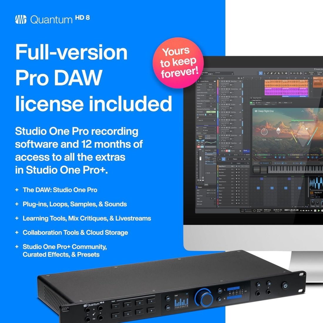 PreSonus Quantum HD 8 26 x 30, 32-bit / 192 kHz USB-C Audio Interface - Image 2