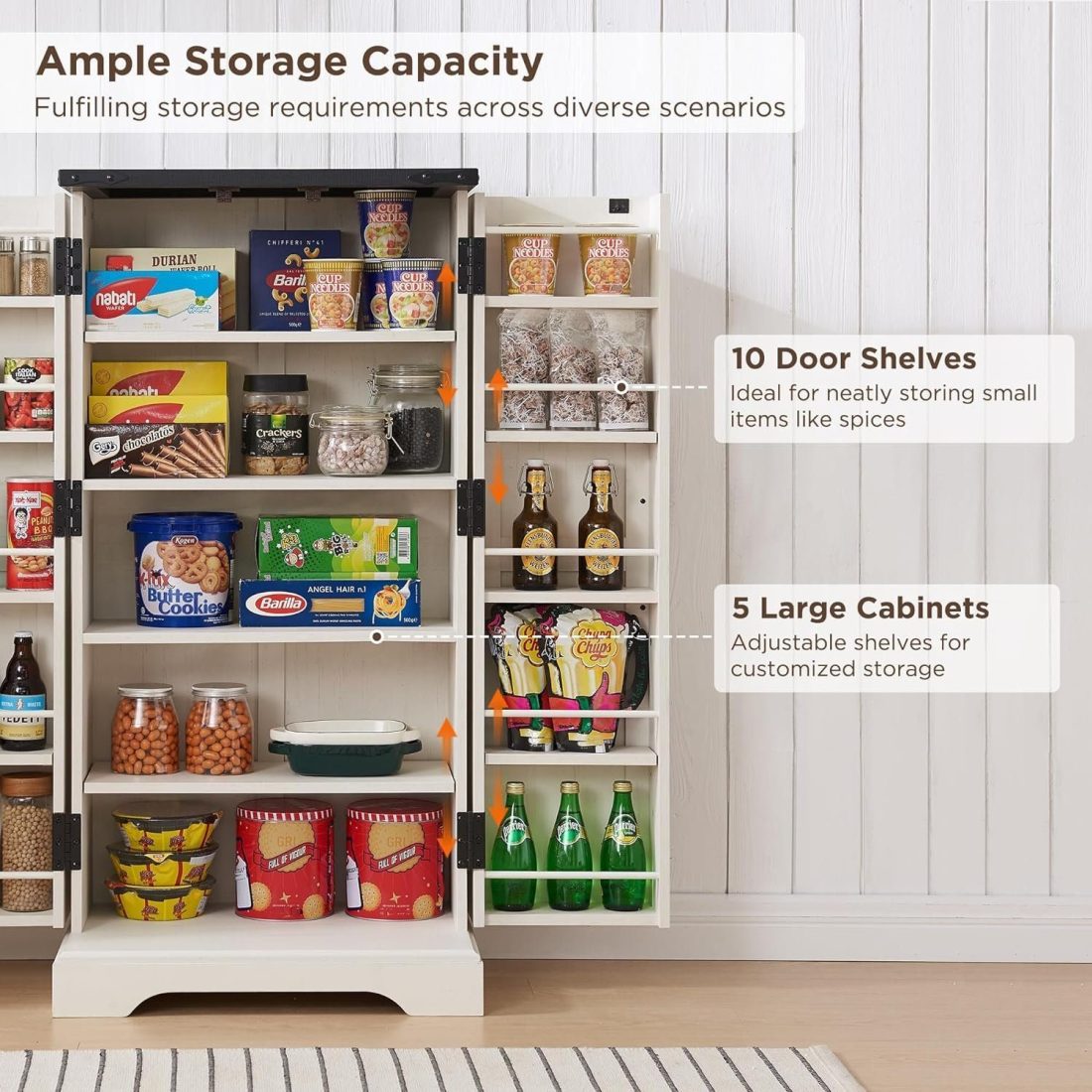 Premium Rustic Wood Pantry Cabinet – Bespoke Farmhouse Storage Solution with Adjustable Shelves & Magnetic Doors - Image 4