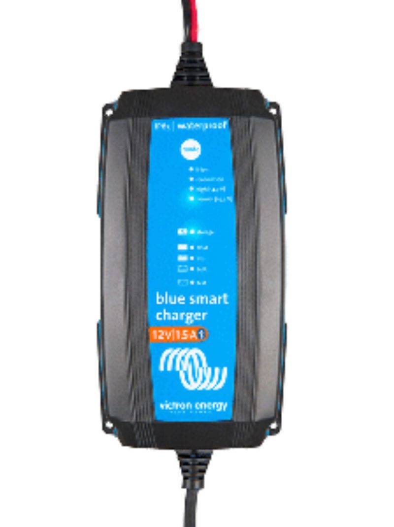 9" Blue and Black Victron IP65 Smart Charger - 15 Amps