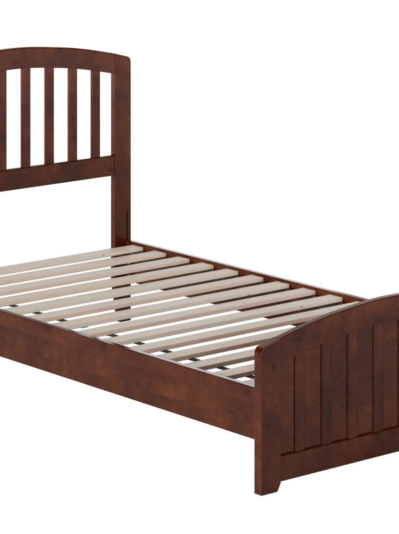 AFI Quincy Twin Solid Wood Low Profile Platform Bed with Matching Footboard, Walnut