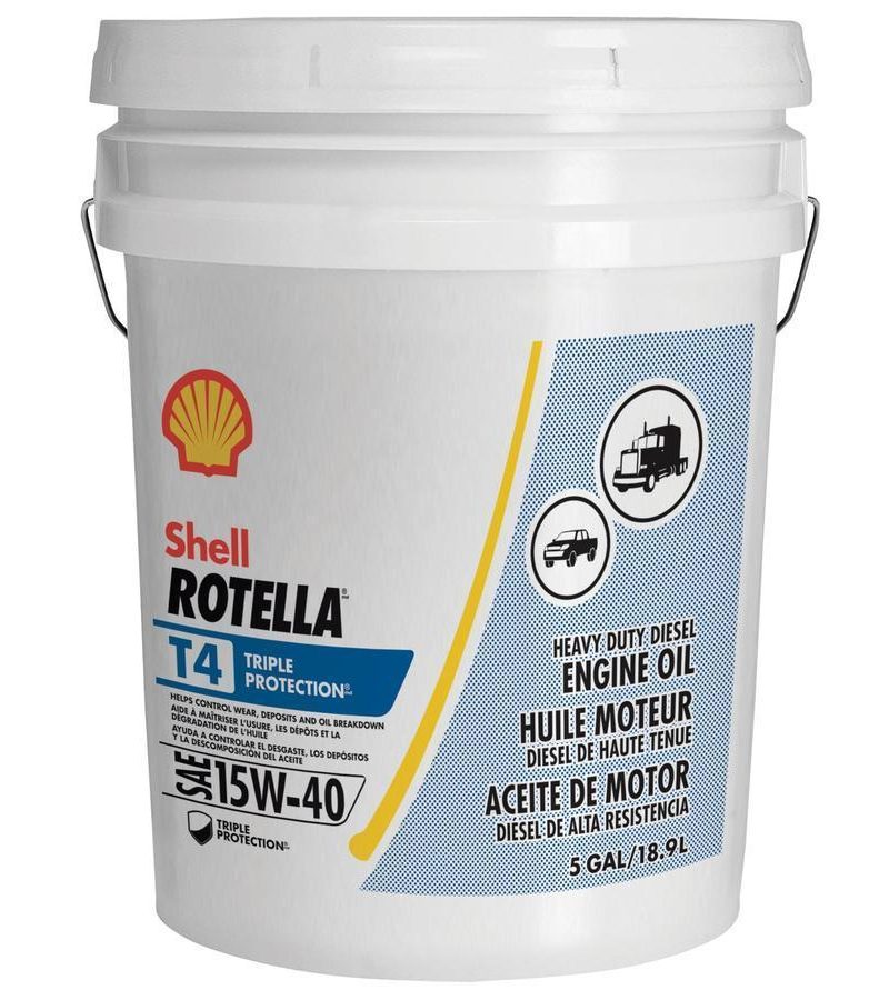 Shell Rotella T4 Triple Protection 15W-40 Diesel Motor Oil, 5 Gallon Pail