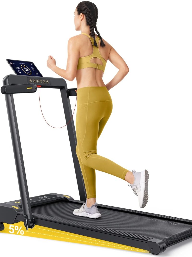 UREVO Folding Treadmill with 5% Incline, 2.5HP Under Desk Treadmill 265lbs Weight Capacity with Remote Control for Home Office Workouts