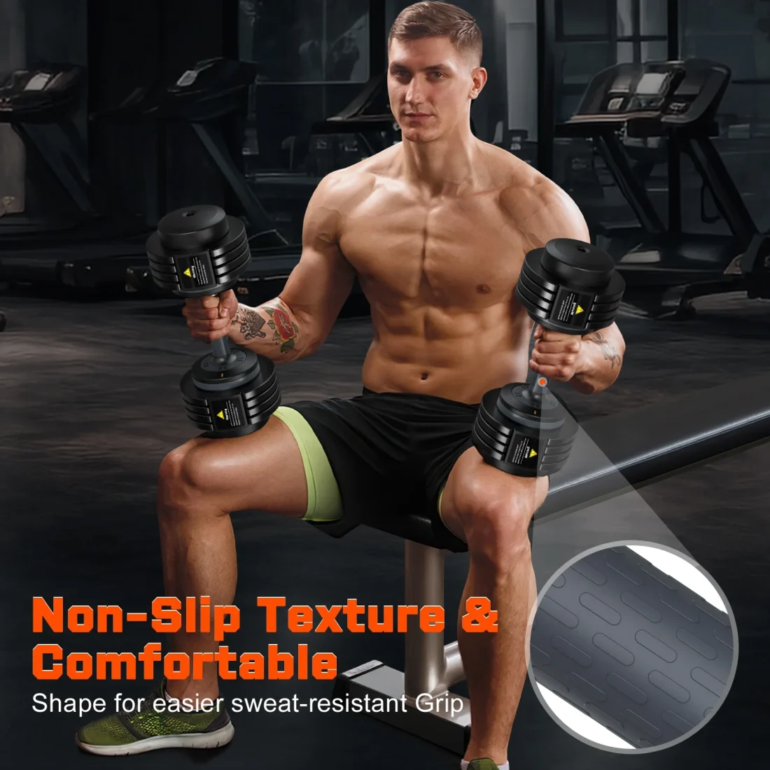 GIKPAL 110(55lb*2) 5 in 1 Adjustable Dumbbell 55LB set of 2 Adjustable Free Weights Plates - Image 7