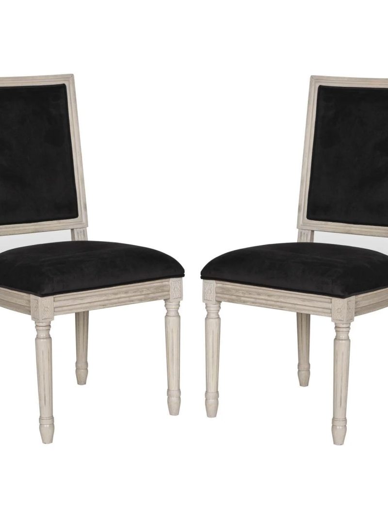 SAFAVIEH Buchanan Rectangular Side Chair, Black/Rustic Grey, Set of 2