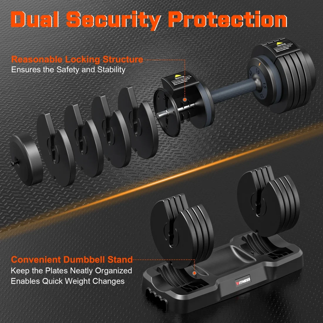 GIKPAL 110(55lb*2) 5 in 1 Adjustable Dumbbell 55LB set of 2 Adjustable Free Weights Plates - Image 5