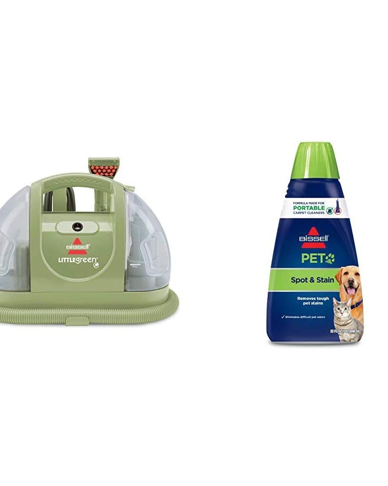 Bissell Multi-Purpose Portable Carpet and Upholstery Cleaner, 1400B, Green with Bissell 74R7 Pet Stain & Odor Portable Machine Formula, 32-Ounce, Fl Oz