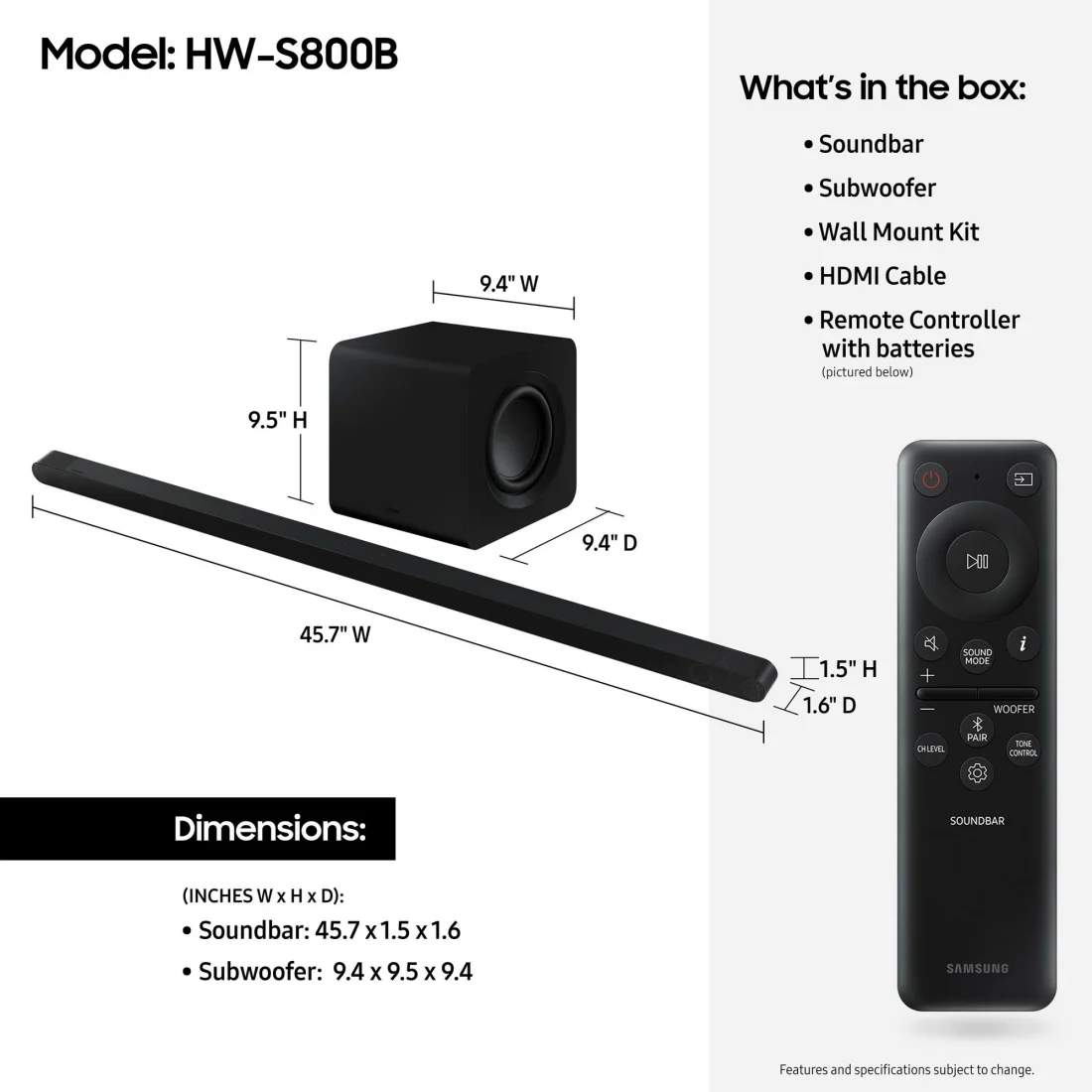 Samsung S-Series Bluetooth 3.1.2-Channel Dolby Wireless ATMOS 45.7-In. Sound Bar - Image 8