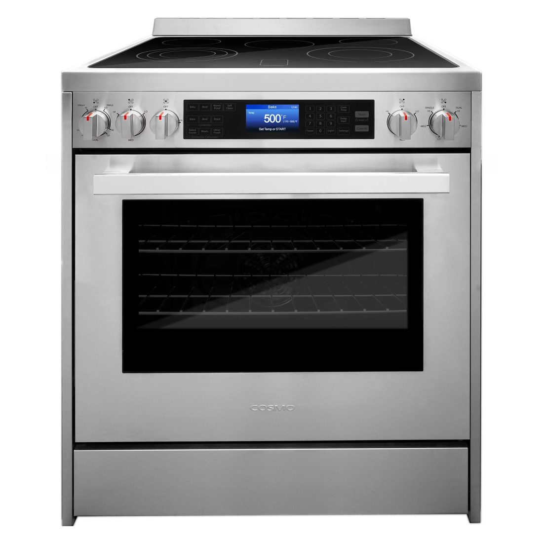 Cosmo 4 Piece Kitchen Appliance Packages with 30" Freestanding Electric Range 30" Wall Mount Hood 24" Built-in Integrated Dishwasher & French Door Refrigerator Kitchen Appliance Bundles - Image 14