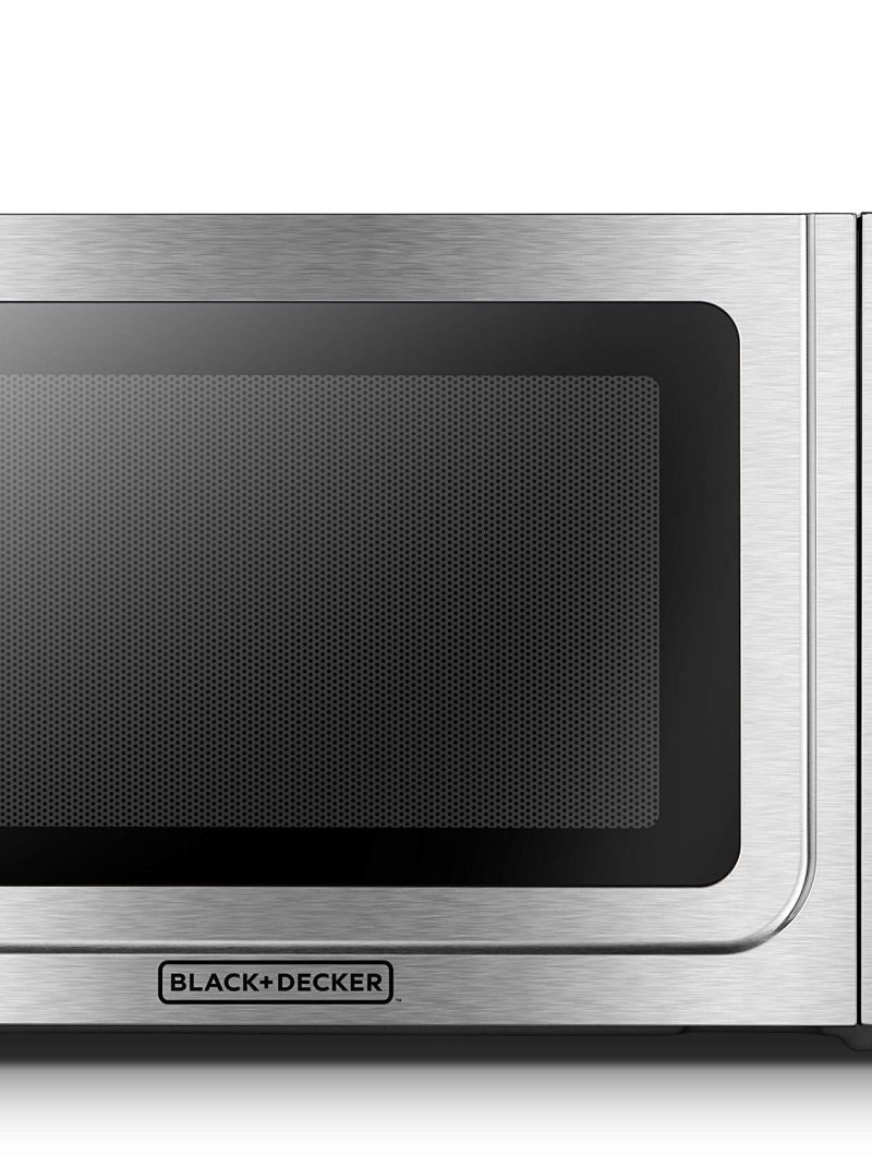 BLACK+DECKER EM036AB14 Digital Microwave Oven with Turntable Push-Button Door, Child Safety Lock, Stainless Steel, 1.4 Cu.ft