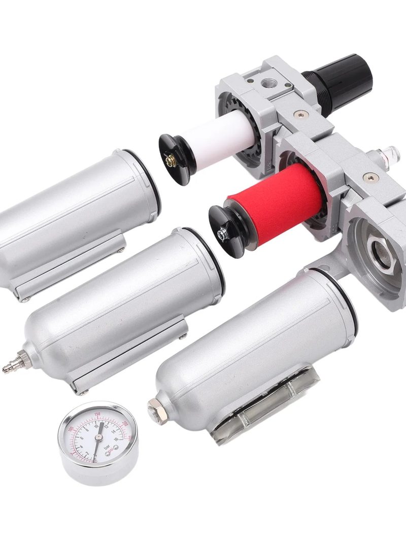 Air Drying System 3 Stage Air Drying System Heavy Duty Aluminum Alloy Industrial Compressed Air Particulate Filter Dryer with Metal Bowl 3/4in NPT Automatic Drain