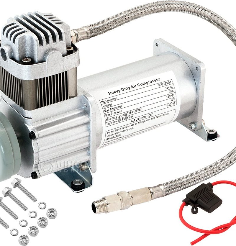 Vixen Horns Heavy Duty Onboard Air Compressor 150 PSI. Universal Replacement for Truck/Car Train Horn/Suspension/Ride/Bag kit/System. Fits All 12v Vehicles like Semi/Pickup Trucks VXC8101