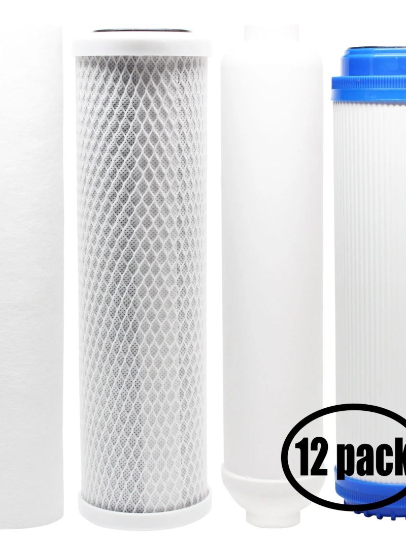 12-Pack Replacement for Filter Kit for Expres Water RODI10D RO System - Includes Carbon Block Filter, PP Sediment Filter, GAC Filter & Inline Filter Cartridge - Denali Pure Brand