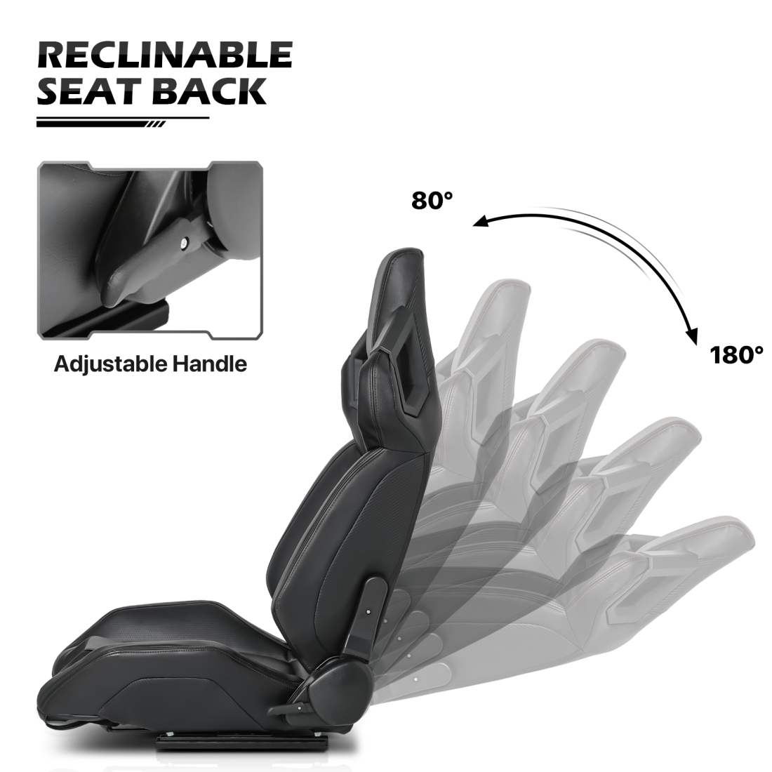 MoNiBloom Ergonomic Racing Seat, Racing Simulator Game Seat with Adjustable Slide, Leather Racing Seat for Racing Simulator Cockpit, Black - Image 8