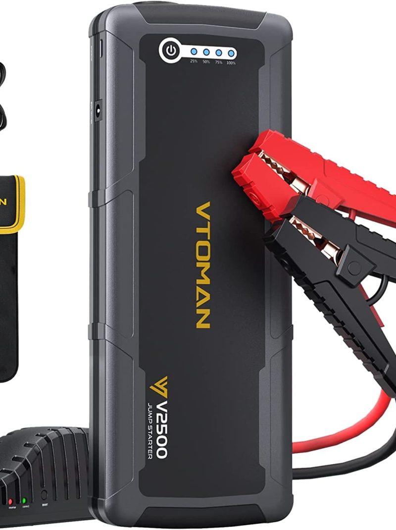 VTOMAN Car Jump Starter, Portable 2500A Peak 12V Battery Jump Starter with 3.0 Quick Charge, Powerful Battery Booster Power Pack (Up to 8.0L Gas & 6.0L Diesel Engine)