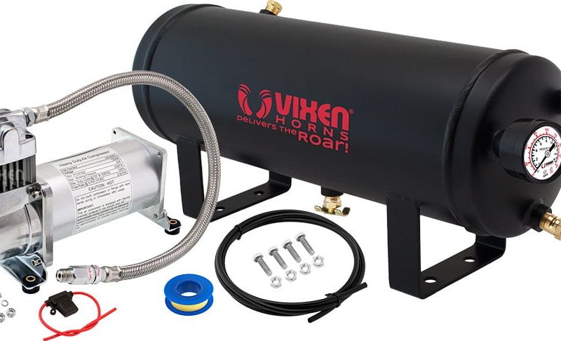 Vixen Horns 12V Air Compressor with Tank 1.5 Gallon - 150 PSI Working Pressure Onboard Air System for Train Horns/Inflating Tires, VXO8315