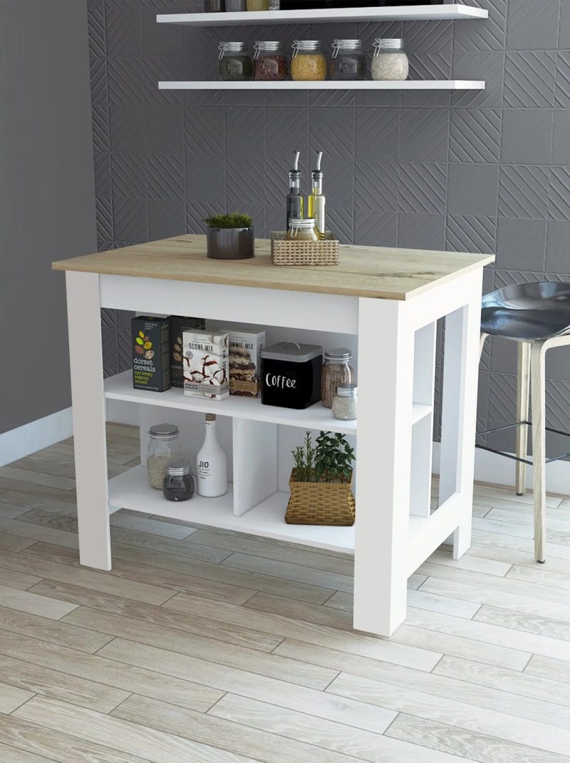 XCJDILAO Rockaway 3- Kitchen Island and Light Oak