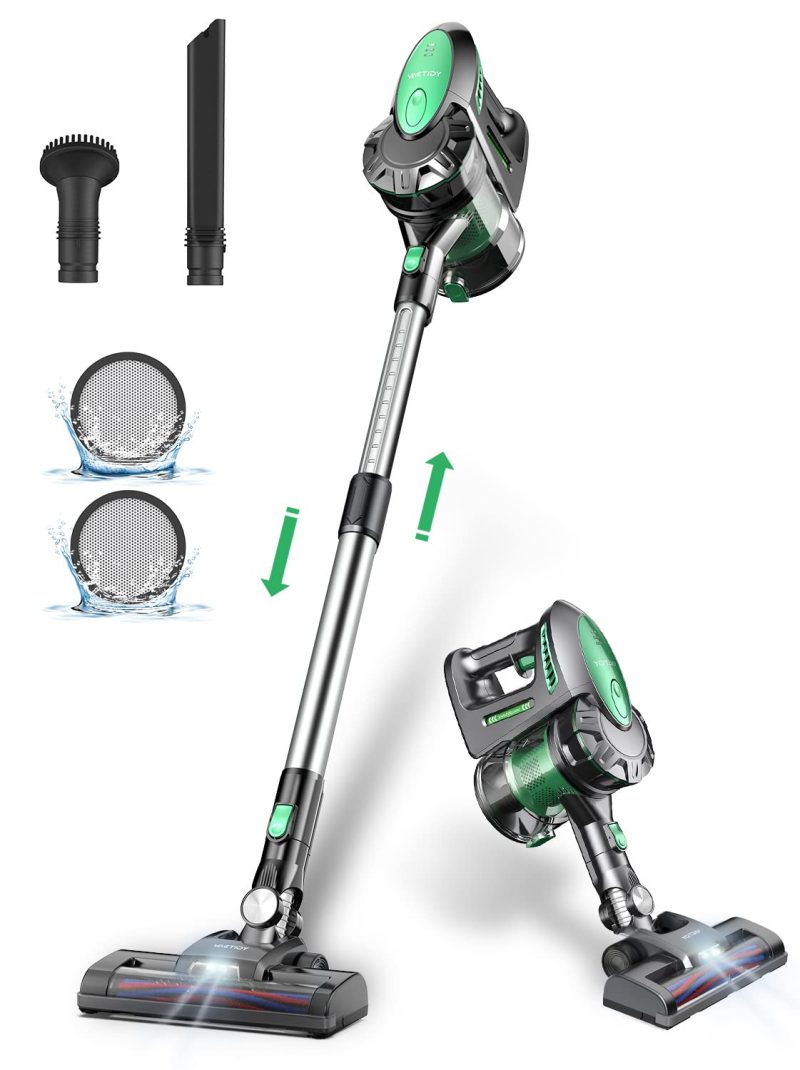 Vactidy Cordless Vacuum Cleaner, Lightweight Stick Vacuum with 20Kpa Suction, Detachable Battery, Max 35mins Runtime, 6 in 1 Handheld Vacuum Cordless for Hard Floor Carpet Pet Hair