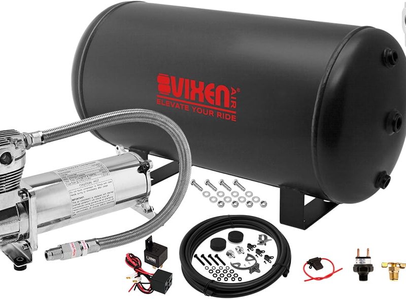 Vixen Air Suspension Kit for Truck/Car Bag/Air Ride/Spring. On Board System- 200psi Compressor, 6 Gallon Tank. For Boat Lift,Towing,Lowering,Leveling Bags,Onboard Train Horn,Semi/SUV VXO4863CF
