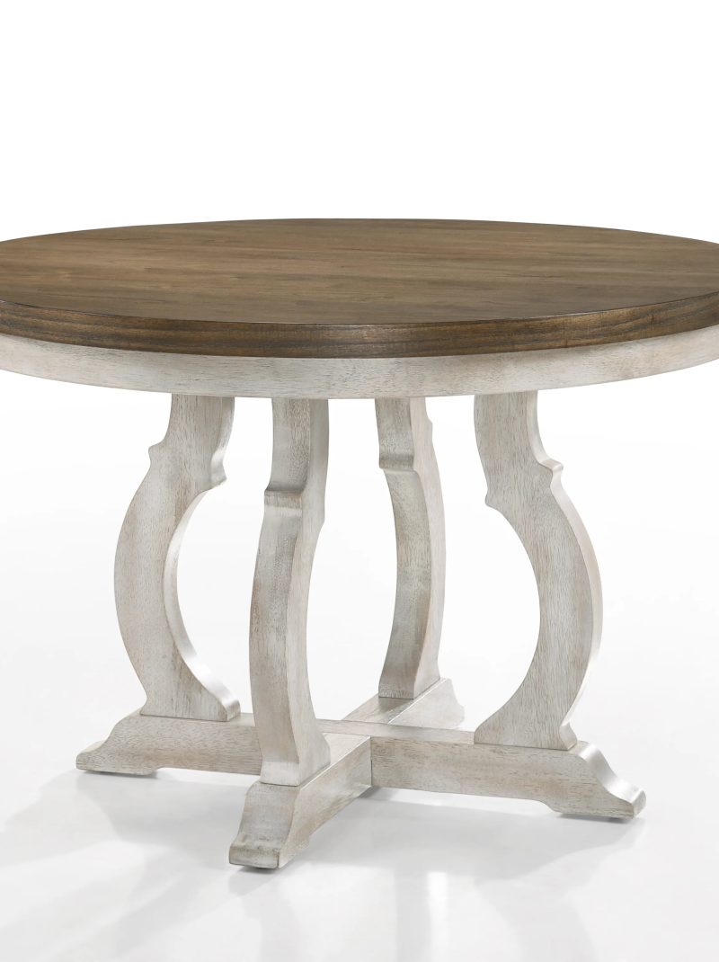 GeeHome Cillin Round Dining Table, Walnut & Antique White Finish DN01805