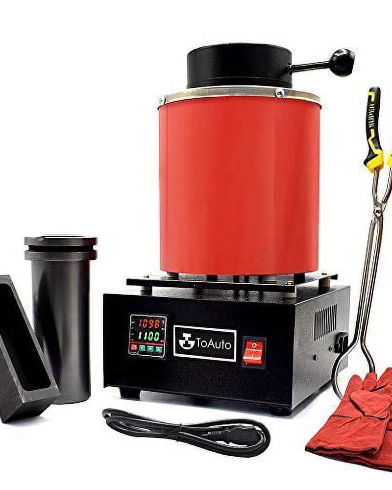 TOAUTO 3KG 1400W Digital Electric Gold Melting Furnace, 2000F, with Graphite Crucible, 110V for Scrap Silver, Copper, Aluminum