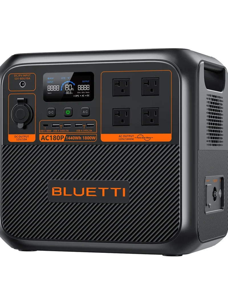 Ultimate Backup Portable Power Station 1800W – Bluetti AC180P, 1440Wh Solar Generator for Off-Grid, RV & Home Use