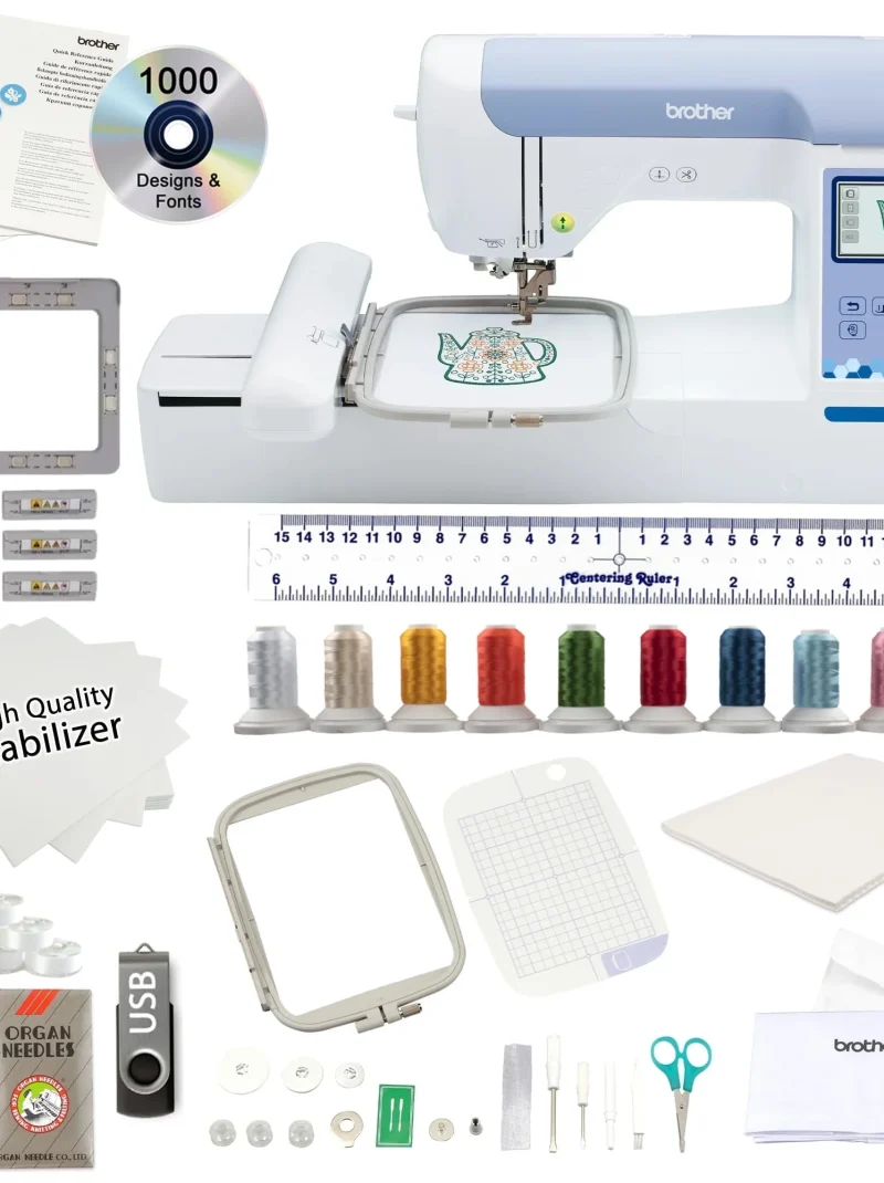 Brother PE900 5′′ x 7′′ Computerized Embroidery Machine with Bonus Brother Magnetic 4” x 7” Frame SAMF180N
