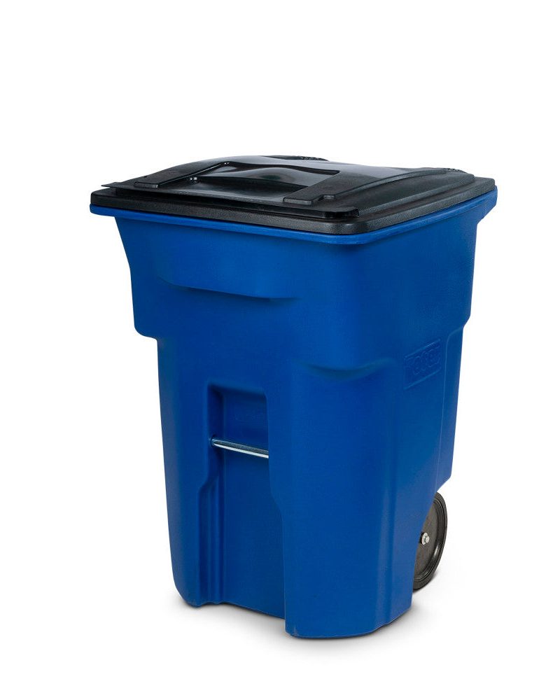 Toter 96 Gallon Trash Can with Smooth Wheels and Lid Blue