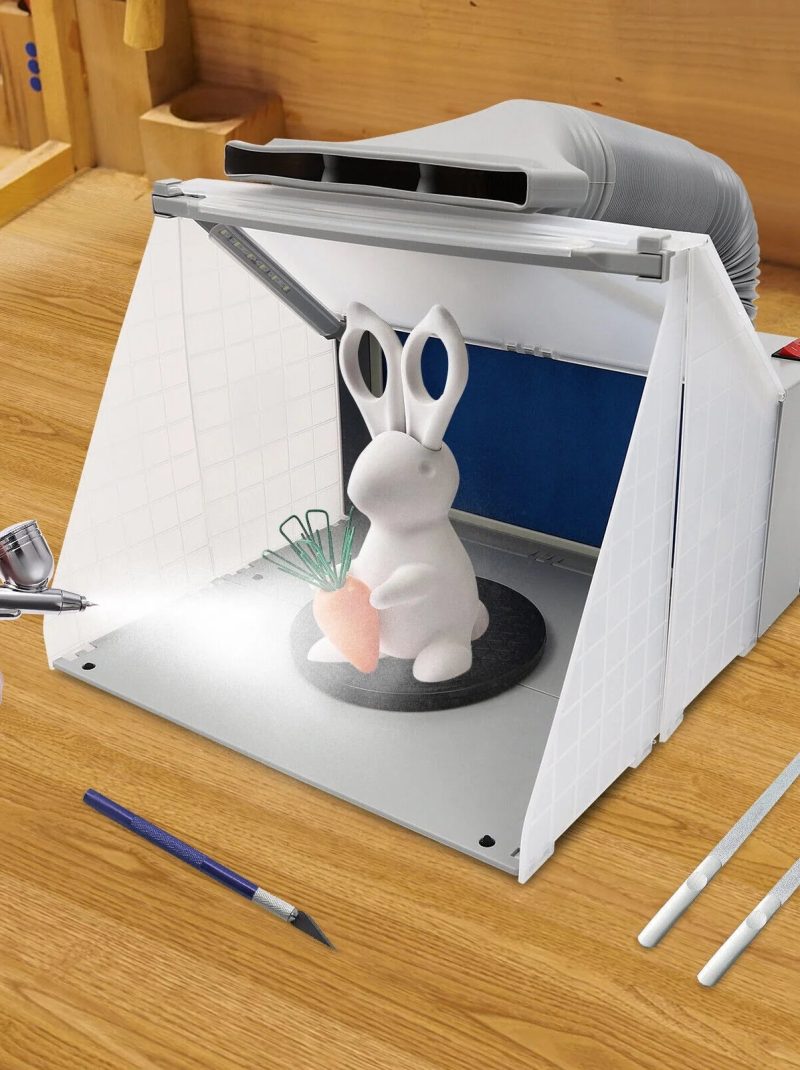 Airbrush Spray Booth Kit With LED Light & Filter Hose for Model Painting Airbrushing Set