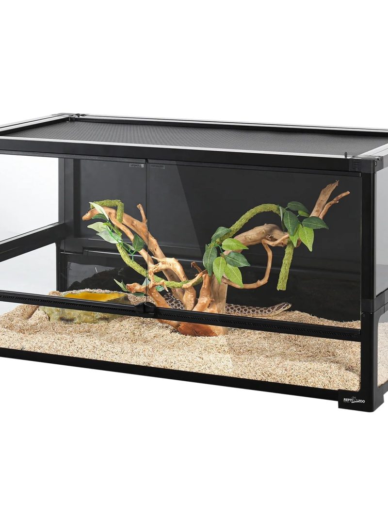 REPTI ZOO 40 Gallon Tempered Glass Reptile Large Terrarium Tank Reptile Terrarium 36"x18"x18", Easy Folding