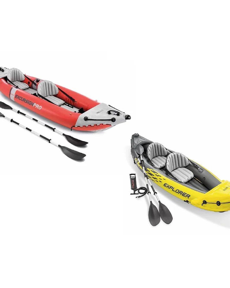 Intex 2 Person Vinyl Kayak w/ Oars & Pump & 2-Person K2 Kayak w/ Oars Air Pump