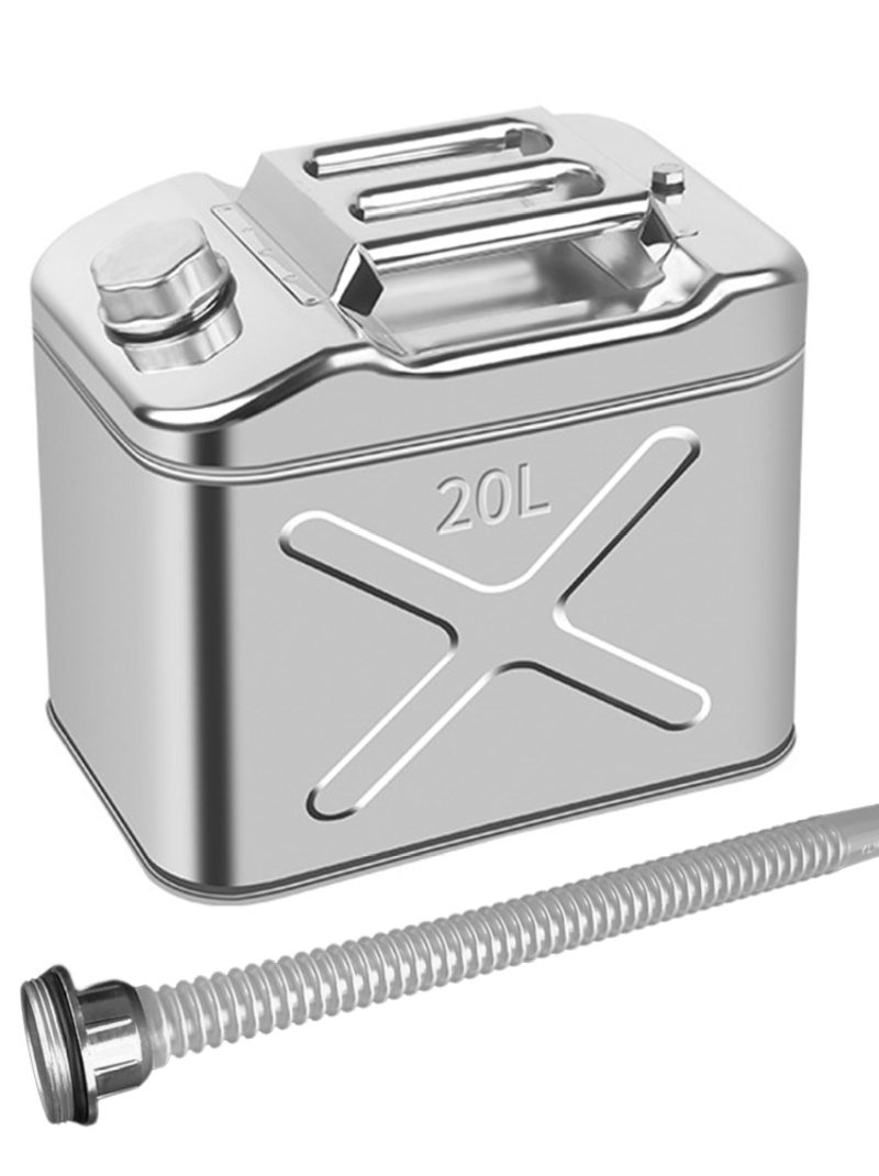 EUBUY 304 Stainless Steel Jerry Can Car Canister Holder Storage Tank with 3 Handles for Water Petrol Oil Water Alcohol 20L