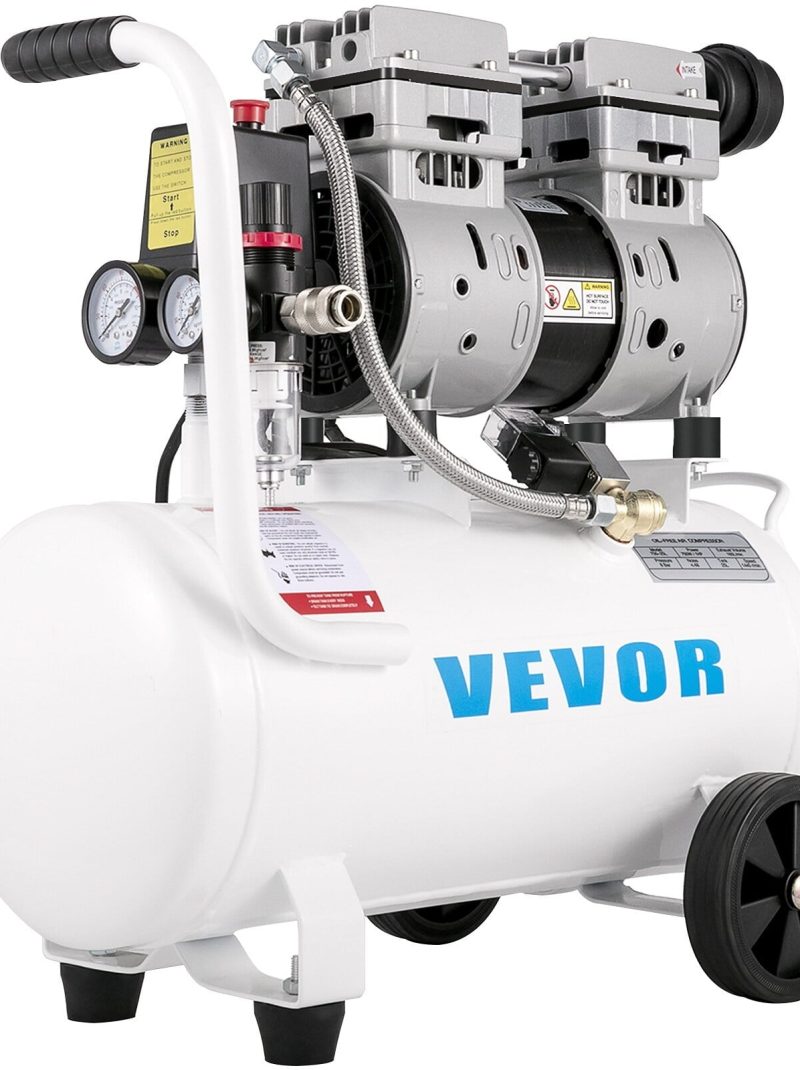 VEVOR Air Compressor 6.6 Gallon 1HP Portable Oil Free Air Compressor Steel Tank Pancake Air Compressor 115 PSI Ultra Quiet