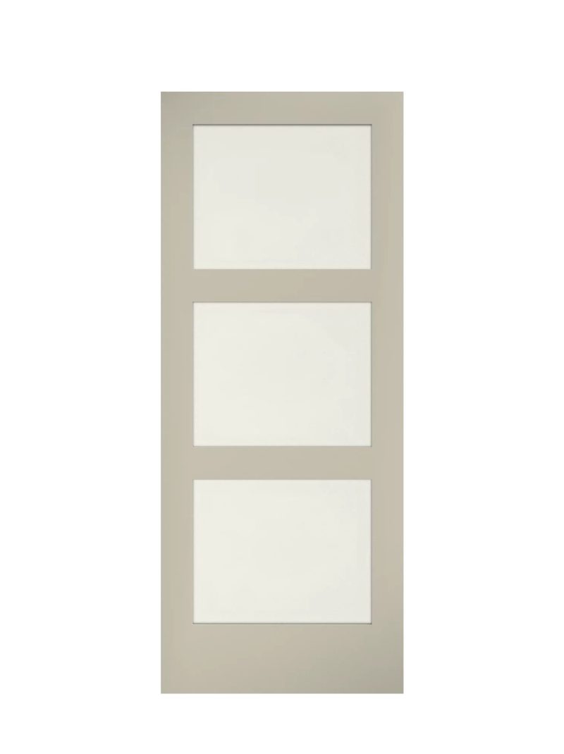 EightDoors 84" x 32" x 1-3/8" 3-Lite Frosted Glass White Prefinished Solid Wood Core Interior Barn Door