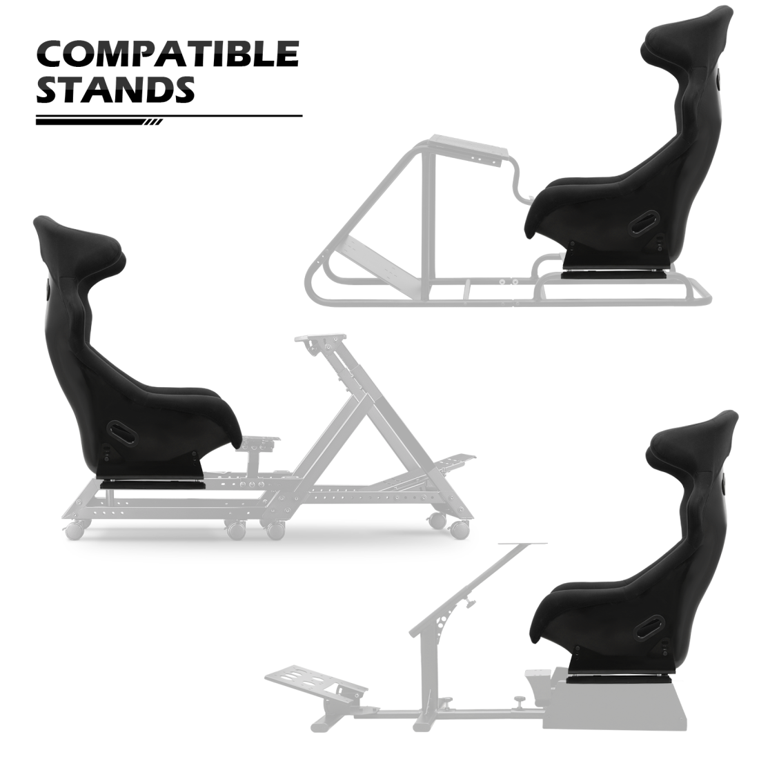 MoNiBloom Racing Bucket Seat, Racing Simulator Game Seat with Adjustable Slide, Racing Seat for Racing Simulator Cockpit Wheel Stand, Black - Image 6
