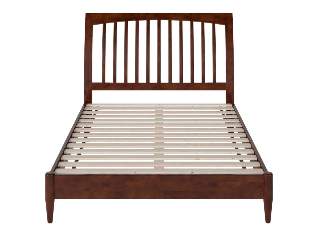 AFI Orleans Full Solid Wood Low Profile Sleigh Platform Bed, Walnut - Image 2