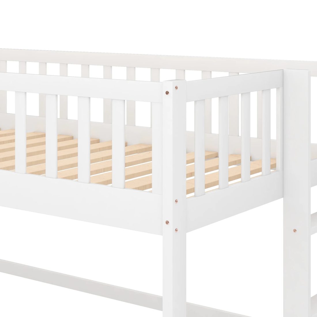 :Low Loft Bed with Slide and Ladder, Twin Size, White - Fun Slide, Space-Saving Design, Perfect for Kids - Image 5